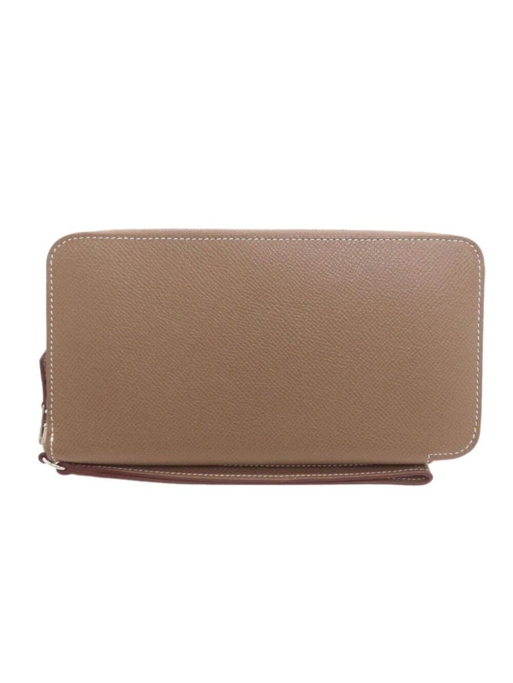 Hermes Azap Dragonne Long Etaupe Silver Wallet Epsom